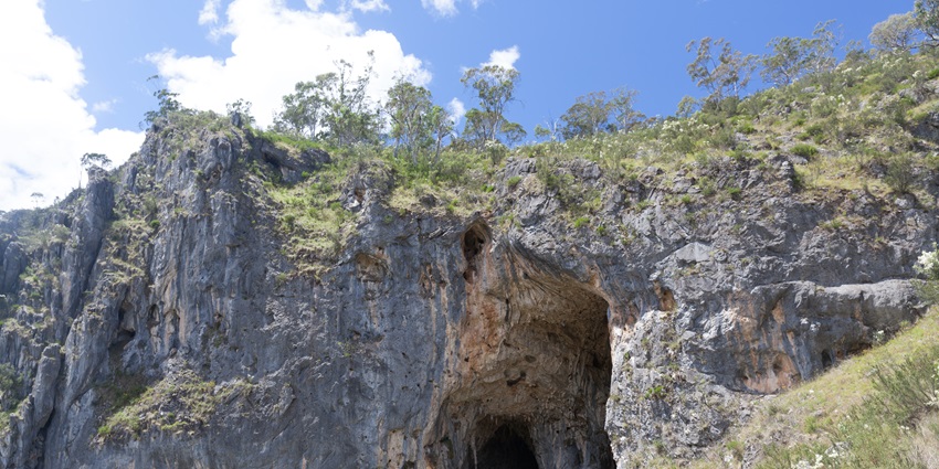 Photograph of Yarrangobilly Caves, highlighting limestone and subterranean pools.