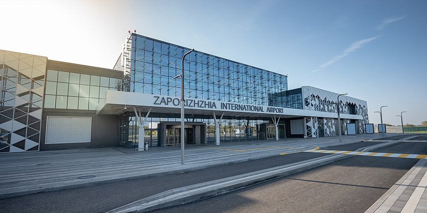 Zaporizhzhia International Airport with a clear road ahead, glowing in sunlight-enhanced beauty