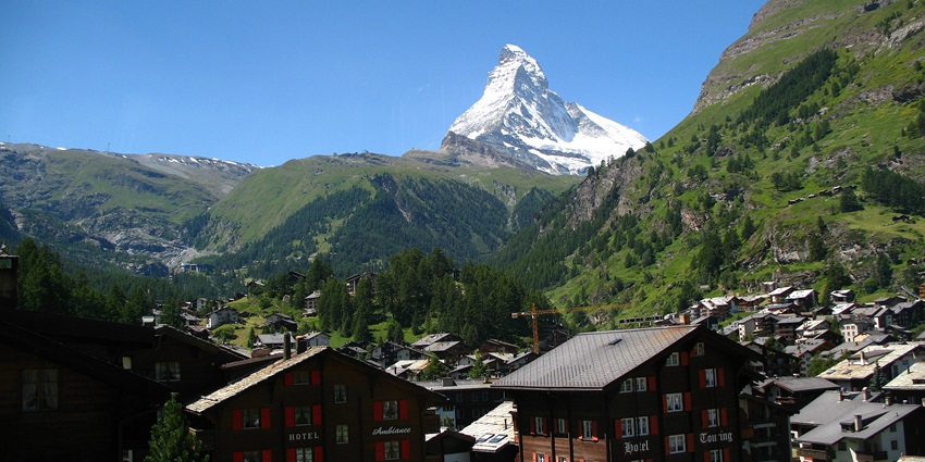 A picture of the majestic mountains of Zermatt in Switzerland, a perfect hill station during summer vacation