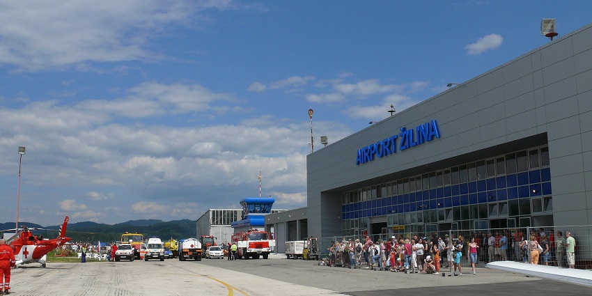A group of visitors attend a thrilling air show organised at Žilina Airport in Slovakia.