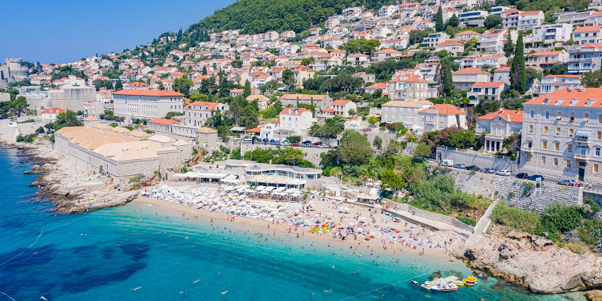 A relaxing view of Banje Beach, one of the most scenic places to visit in Dubrovnik, Croatia