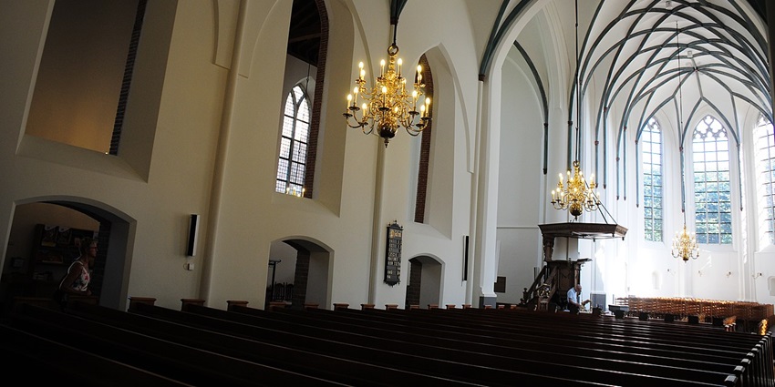 Snapshot taken from the inside of a colonial ea Protestant church in Pohnpei