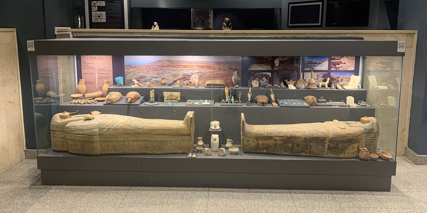 Showcase from the Vizier Amenhotep-Huy Project displayed at the Luxor Museum, Egypt