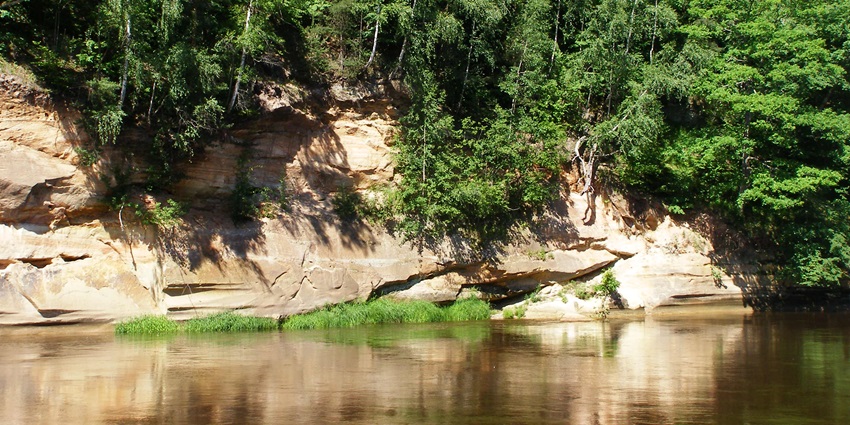 A mesmerising view of Gauja National Park featuring shimmering waters and greenery.