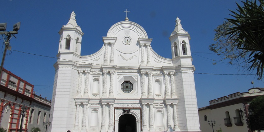 Catedral Santa Rosa standing tall in the town square while hiking around the Santa Rosa de.