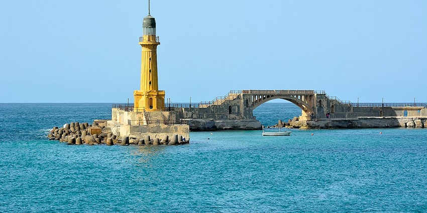 Image of the scenic lighthouse of the beautiful Alexandria in Egypt