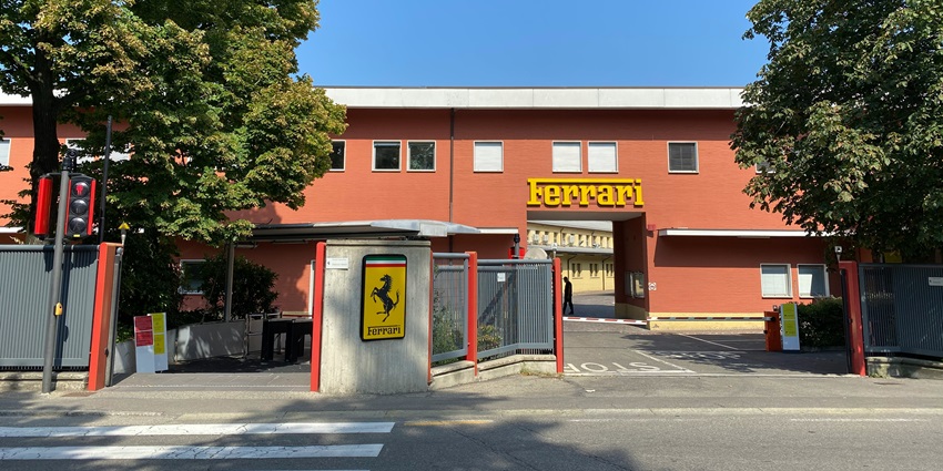 Image of The historic facade of Ferrari in Maranello- one of the best places to visit near Bologna