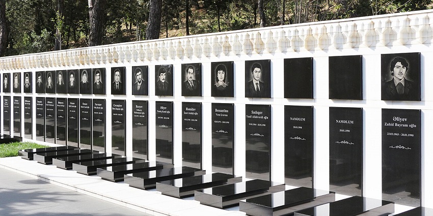 Visit Martyrs’ Lane, near the Flame Towers, Baku, honouring those who sacrificed for Azerbaijan.