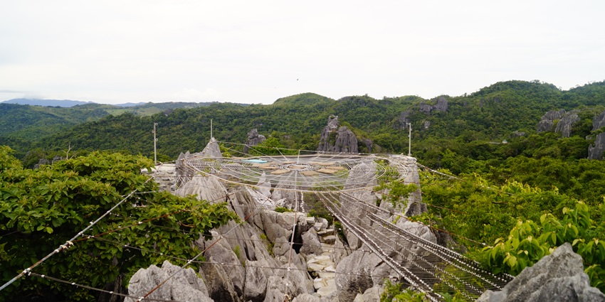 Sapot viewing platform at Masungi Georeserve offering panoramic views of Laguna de Bay