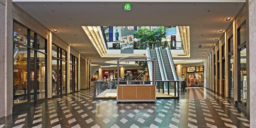 An image of a mall resembling Metropole Shopping Centre, a one of the malls in Switzerland.