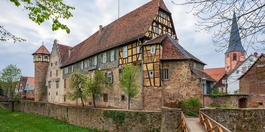 View of Michelstadt's main building from the southeast with Stadtkirche tower visible.
