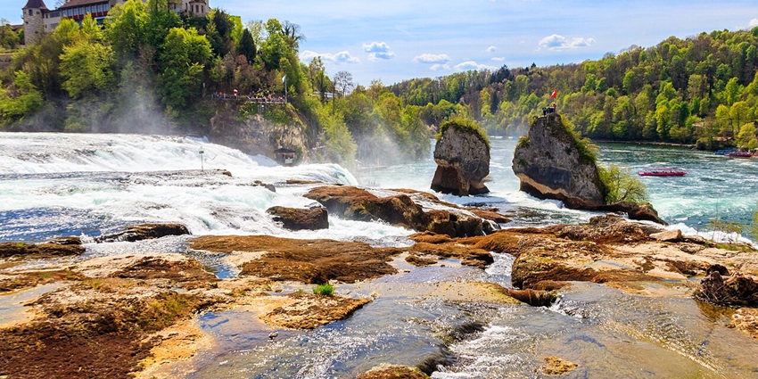 Rhine Falls is Europe’s largest waterfall and one of the places to visit near Zurich.