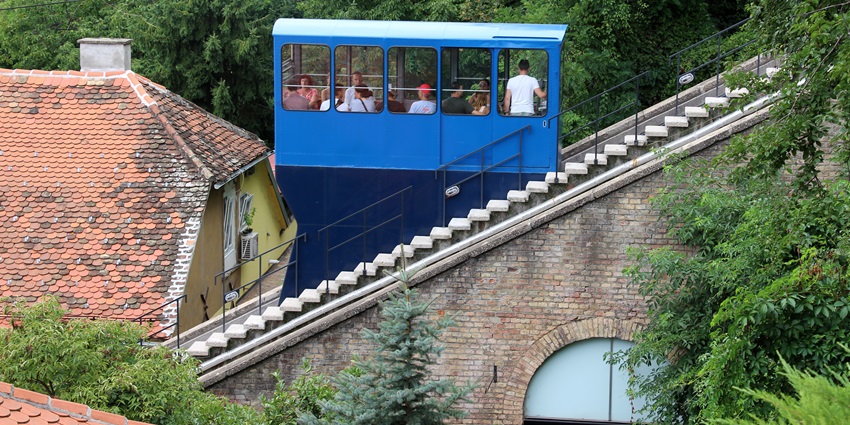 Image of people riding Zagreb Funicular - one of the free things to do in Zagreb