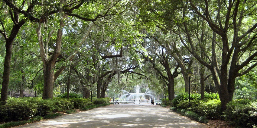 Best honeymoon destinations in the USA in May include Savannah with cobblestone streets, historic squares, and moss-draped oaks.