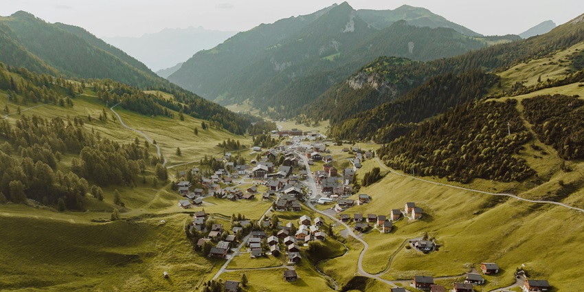 Aerial view of Malbun - solve the outdoor room adventure game fo some fun with family and friends