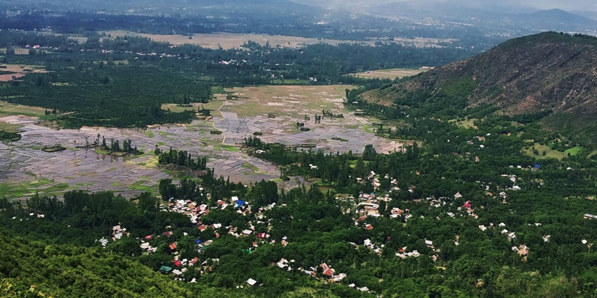 View of Harwan sopore - places to visit near Wular Lake, the largest lake in Kashmir
