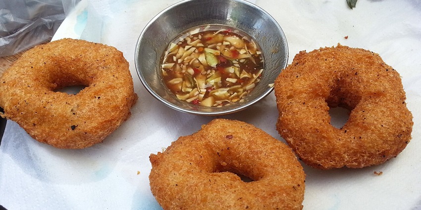 An image of street food fritters cuisine, a tourist meal and one of the best food in Myanmar.