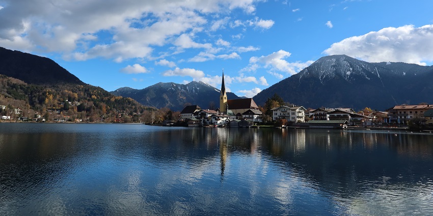 View of Lake Tegernsee showcasing its clear waters and surrounding landscape.