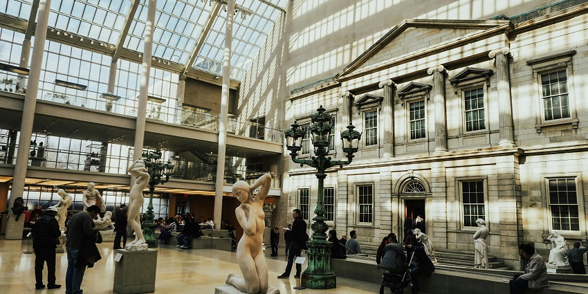Contemporary art displays at the Museum of Modern Art, featuring works by renowned artists