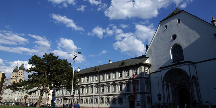 A view of the Tyrolean Art Museum, one of the top places to visit in Innsbruck in winter.