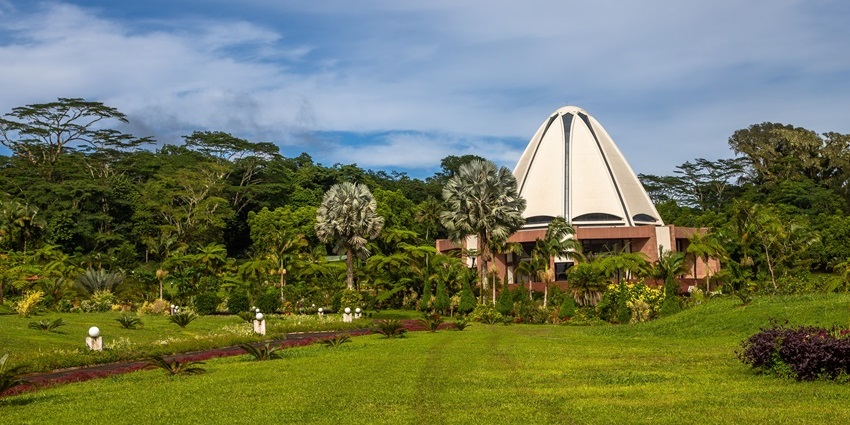 Meditating in the Baha'i House Of Worship, one of the best things to do in Samoa