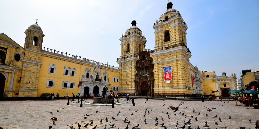 Visit the Basilica and Convent of San Francisco, known for its catacombs and baroque style