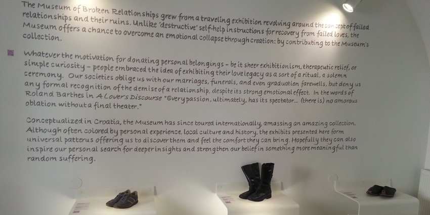Image of Zagreb 's Museum of Broken Relationships : first room of the exhibition
