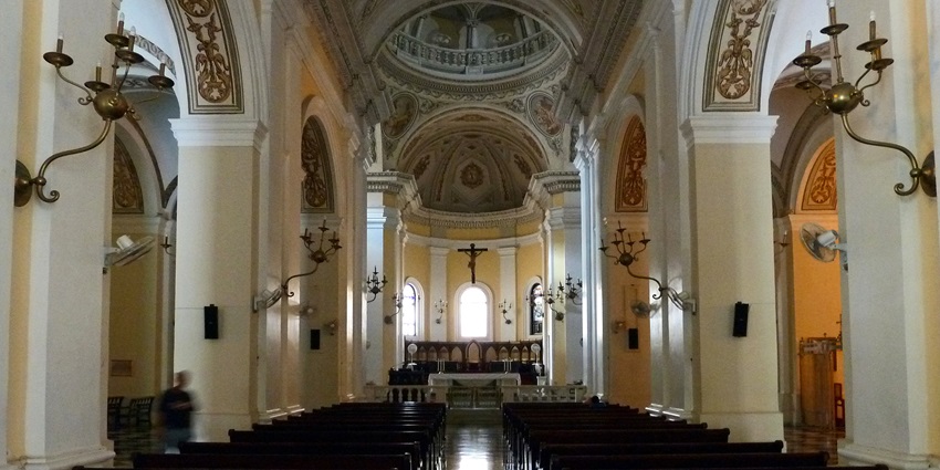 San Juan Cathedral, modern design rebuilt after 1944 earthquake, historic landmark.