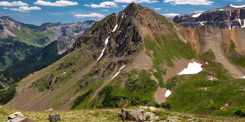 View of the idyllic Yankee Boy Basin in San Juan Mountains in Colorado in USA