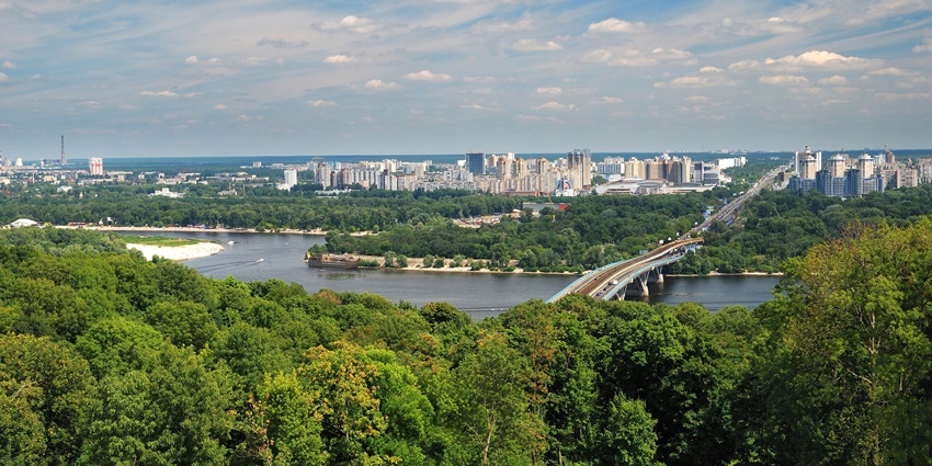 Aerial view from top riverside around the city - Walk Along The Gurjhana River Banks in Sheki
