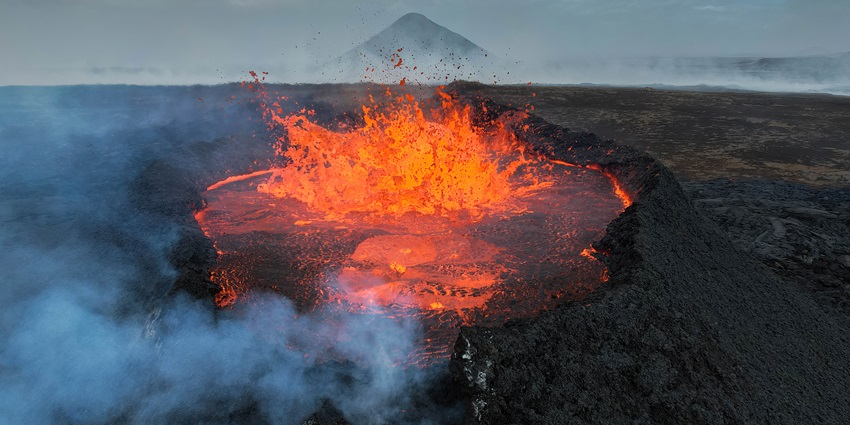 Scenic image of the volcano erupting with Magma—Things to do on the Solomon Island