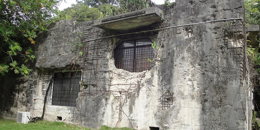 Image of World War II ruins with historical significance surrounded by greenery
