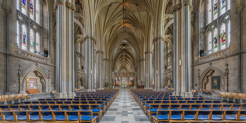 View of Bristol Cathedral, formerly the Cathedral Church of the Holy and Undivided Trinity.