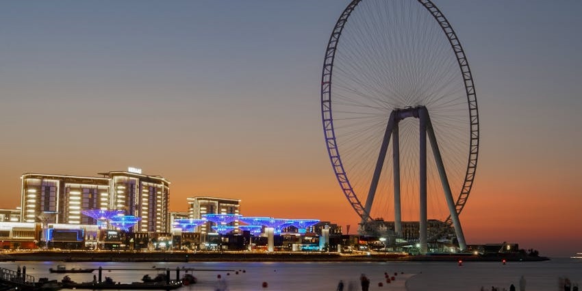 Snapshot of the scenic Ain Dubai by Marina at Dusk in Arabia