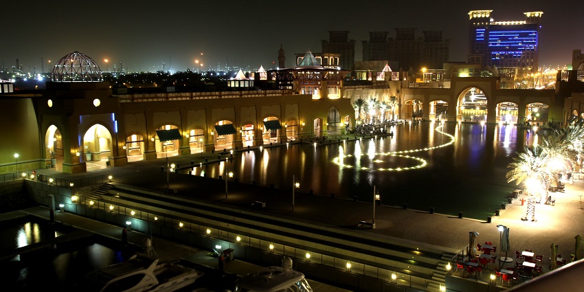 A waterfront mall view of the Al Kout Mall, among the best shopping malls in Kuwait.