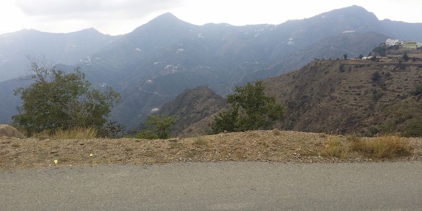 A view of mountains as seen from a road in Al Namas in Asir Province of Saudi Arabia.
