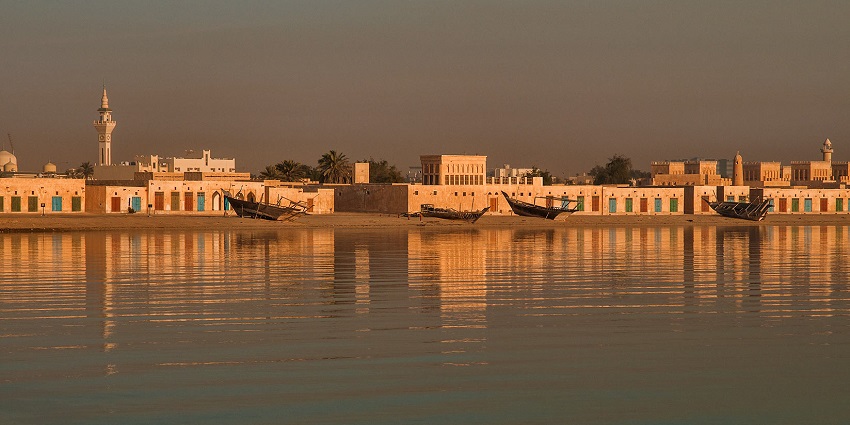 An image showing traditional architecture at Al Wakrah Heritage Village in southern Qatar.