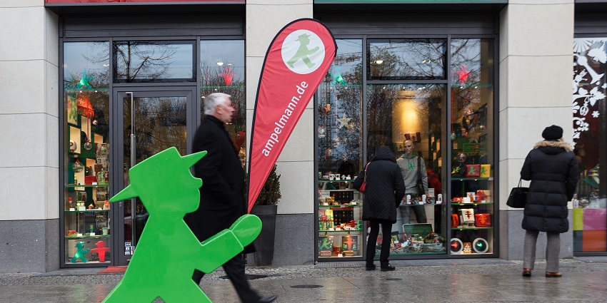 An image of Ampelmännchen Merchandise shop offering some of the cheap things to buy in Germany.