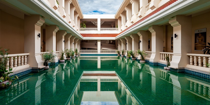 Entrance to the Angkor National Museum displaying ancient Khmer artefacts