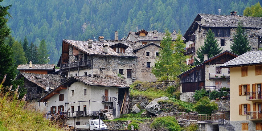 A panoramic view of Aosta Valley, which is covered in beautiful nature and is a famous place to visit in Italy.