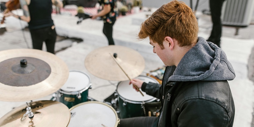 An image showing a performance at Thornapple Plaza in Barry County, Michigan.
