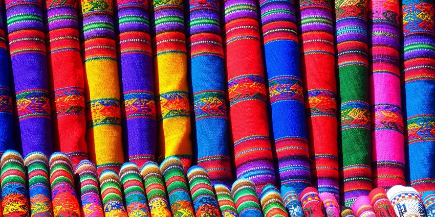 An image of textiles similar to colourful batik textiles, a famous thing to buy in Sri Lanka.