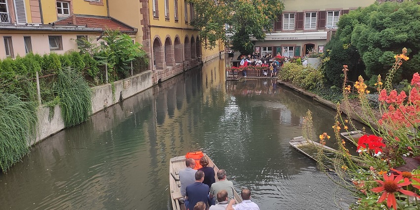 Traditional houses along the canals of Colmar's Petite Venise district, featuring facades