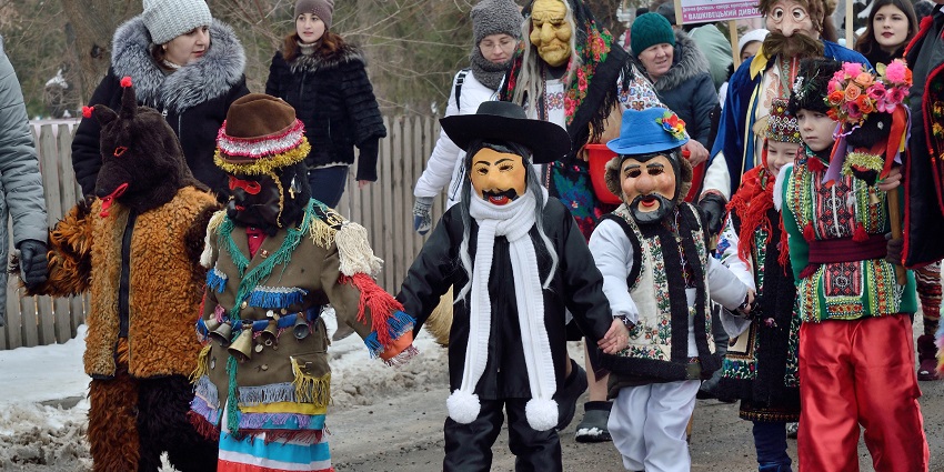 Children in traditional Ukrainian costumes celebrate culture at the Bukovina Folklore Festival.
