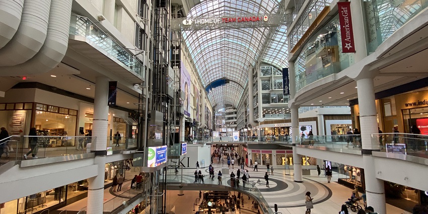 An image of the exterior of CF Toronto Eaton Centre, one of the best malls in Toronto