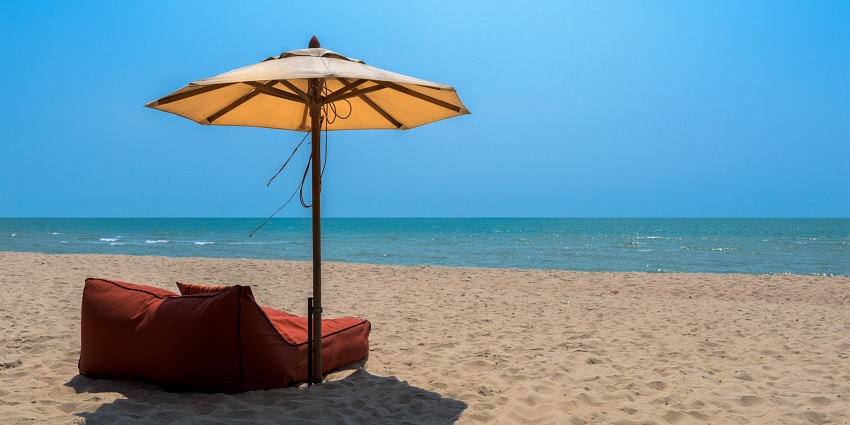 An image of pristine Cha-Am Beach, one of the tourist attractions in Phetchaburi, Thailand.