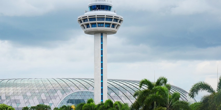 Complex at Changi Airport with terminal building backdrop—famous things in singapore to buy