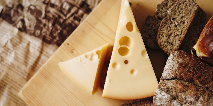 An image showing a view of Swiss cheese, a popular thing to buy in Switzerland.