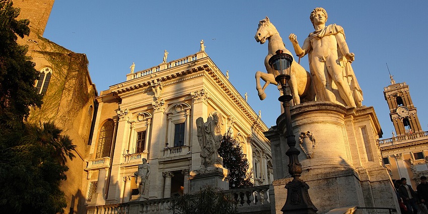 Capitoline Hill in Rome, showcasing the Piazza del Campidoglio designed by Michelangelo