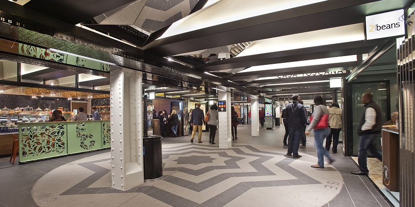 An image of the interior of the Shops at Columbus Circle, one of the best malls in NYC.